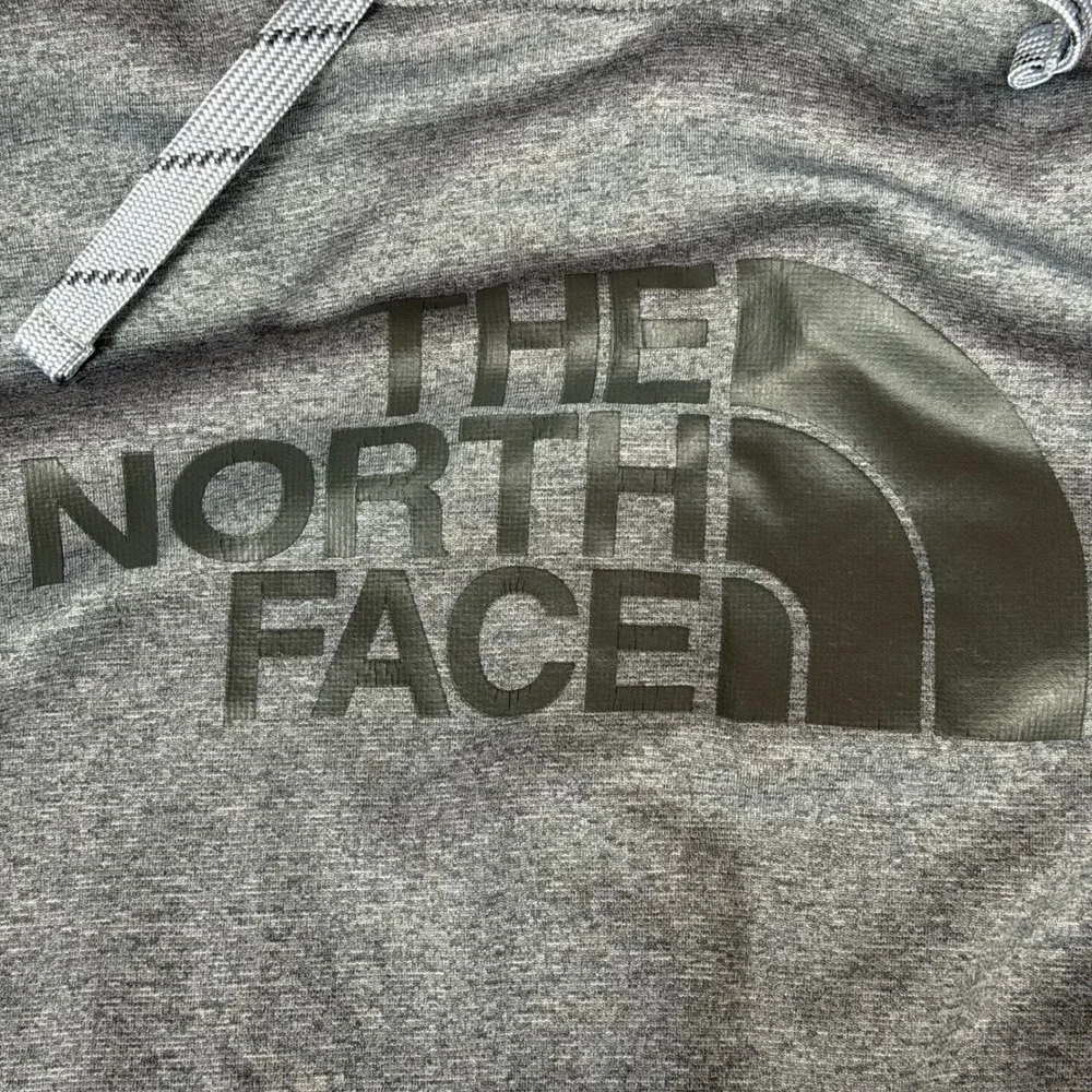 The North Face Mens Grey Heathered Logo Hoodie Sweatshirt Size Large L